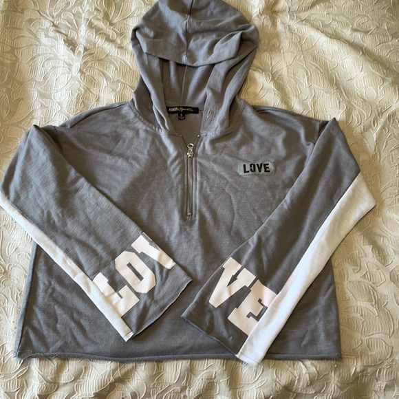 Honey & Sparkle Hooded Gray Crop Top Girls SZ S - Picture 5 of 8